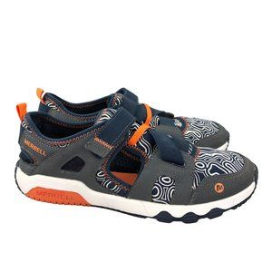 Merrell Kid's Size 5M Hydro Free Roam Grey Navy Blue Orange No Lace Sneakers